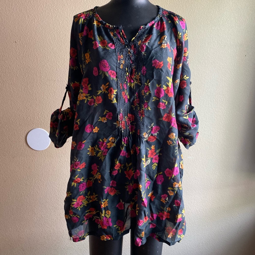 Johnny Was silk floral tunic medium